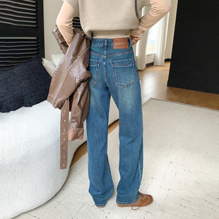 现货 阔腿裤 CKLY2617斯卡洛依直筒牛仔裤 窄款 子 女全棉高腰美式