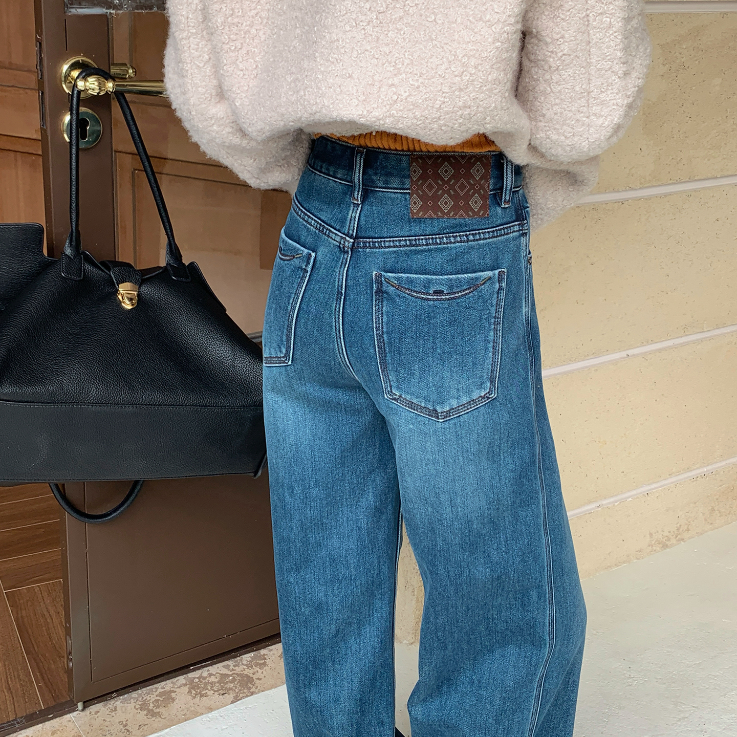 【保暖神裤】磨毛加绒直筒牛仔裤