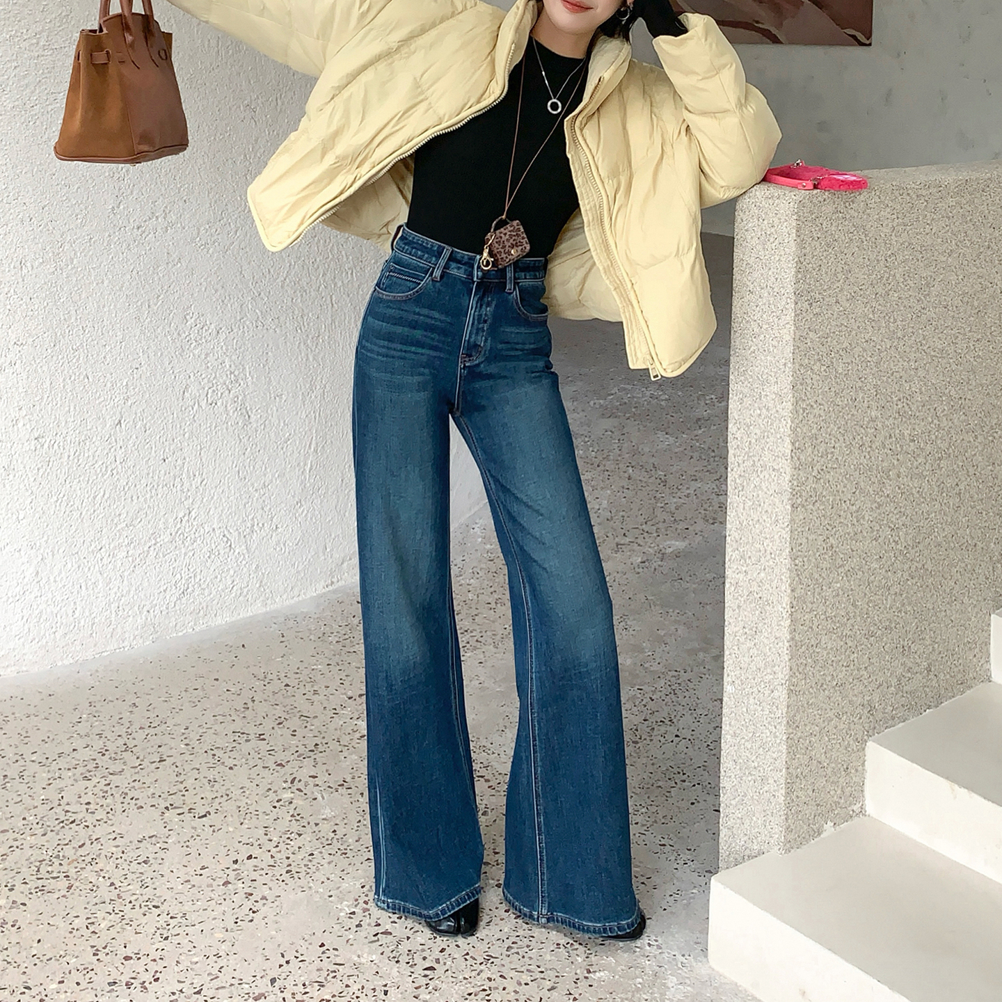 【不贴腿薄绒】冬季微喇牛仔