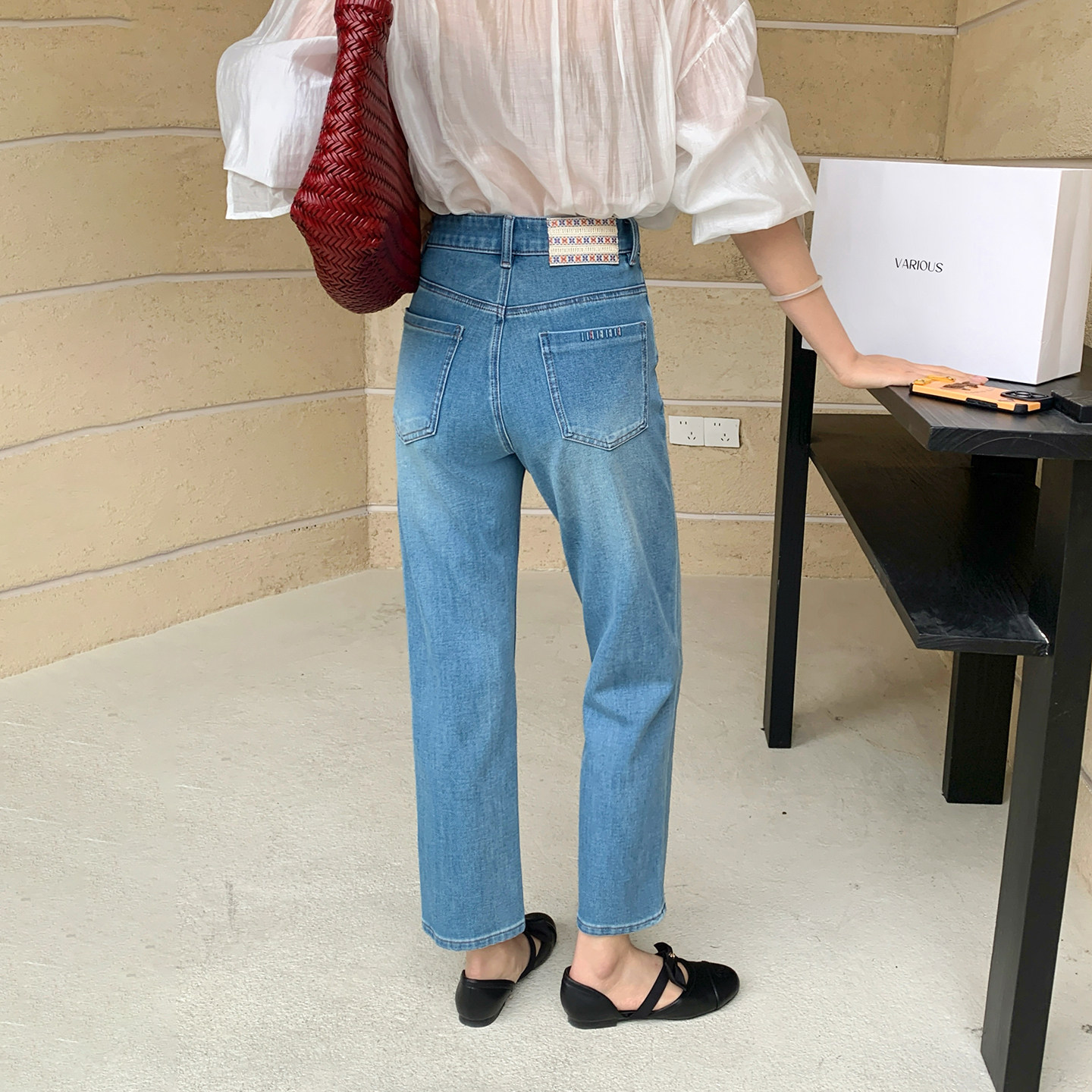 CKLY2839斯卡洛依小个子窄版直筒裤牛仔裤女2026春高腰九分烟管裤