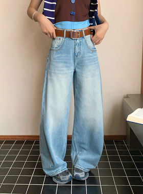 CKLY8020斯卡洛依欧式弯刀裤牛仔裤女2026宽松遮胯显瘦气球裤阔腿