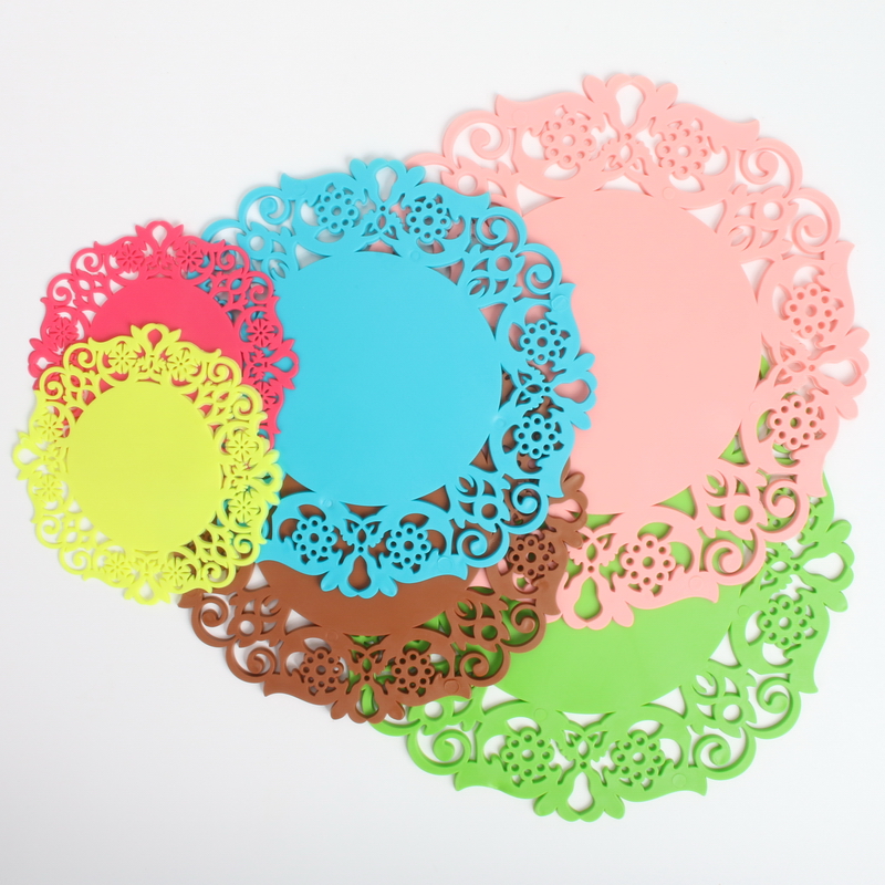 硅胶隔热杯垫餐桌雕刻花厨房锅垫