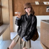 3992-P175-K265袖口拼格子两色皮衣2026春季，女装皮衣，2C033
