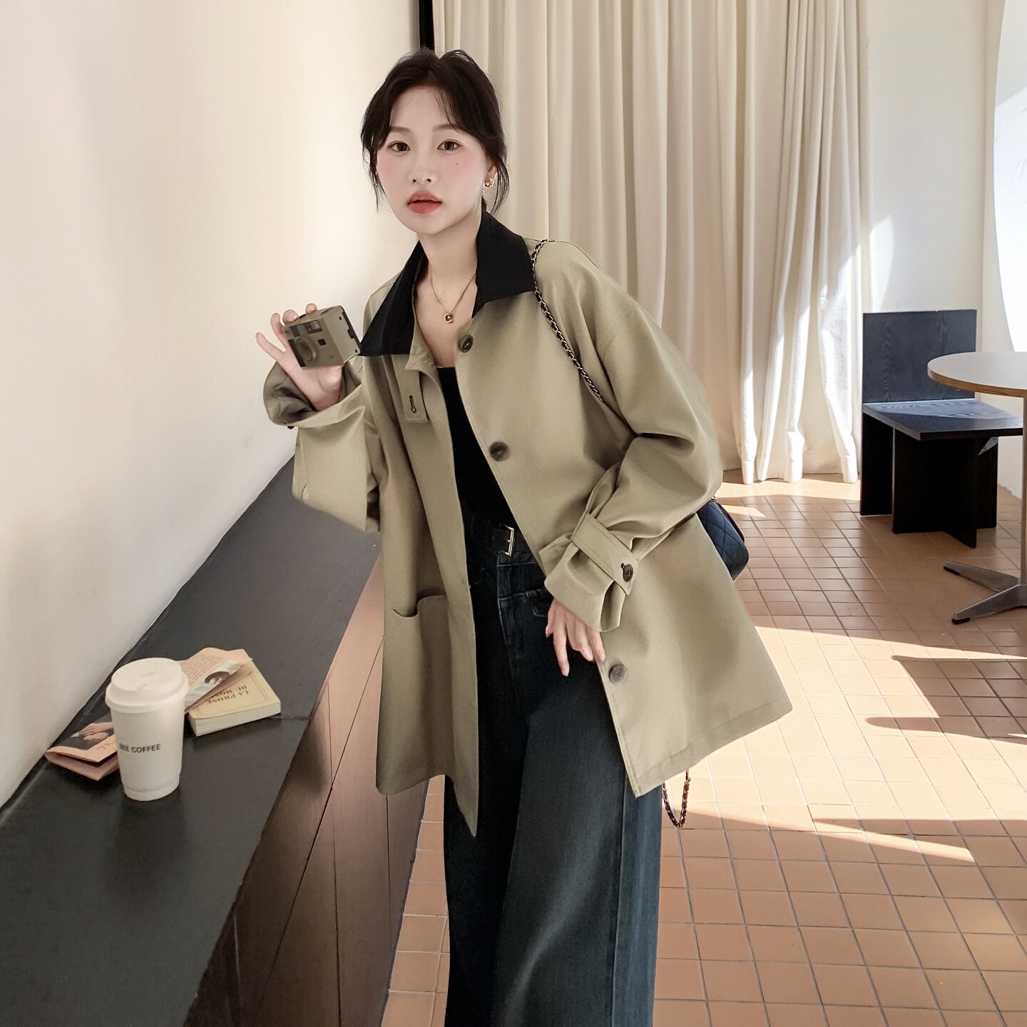 3988-P160-K245两色风衣2026秋季新款,女装风衣,2C033