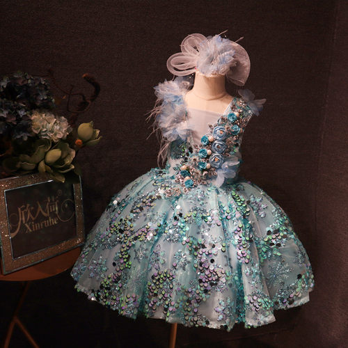 欣入荷演出服女主持走秀蓝色