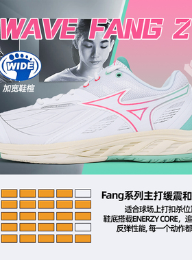 Mizuno美津浓WAVE FANG 2防滑减震透气羽毛球鞋专业运动鞋