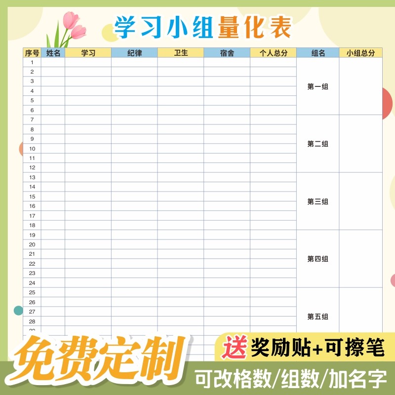 班级管理量化考核表可定制