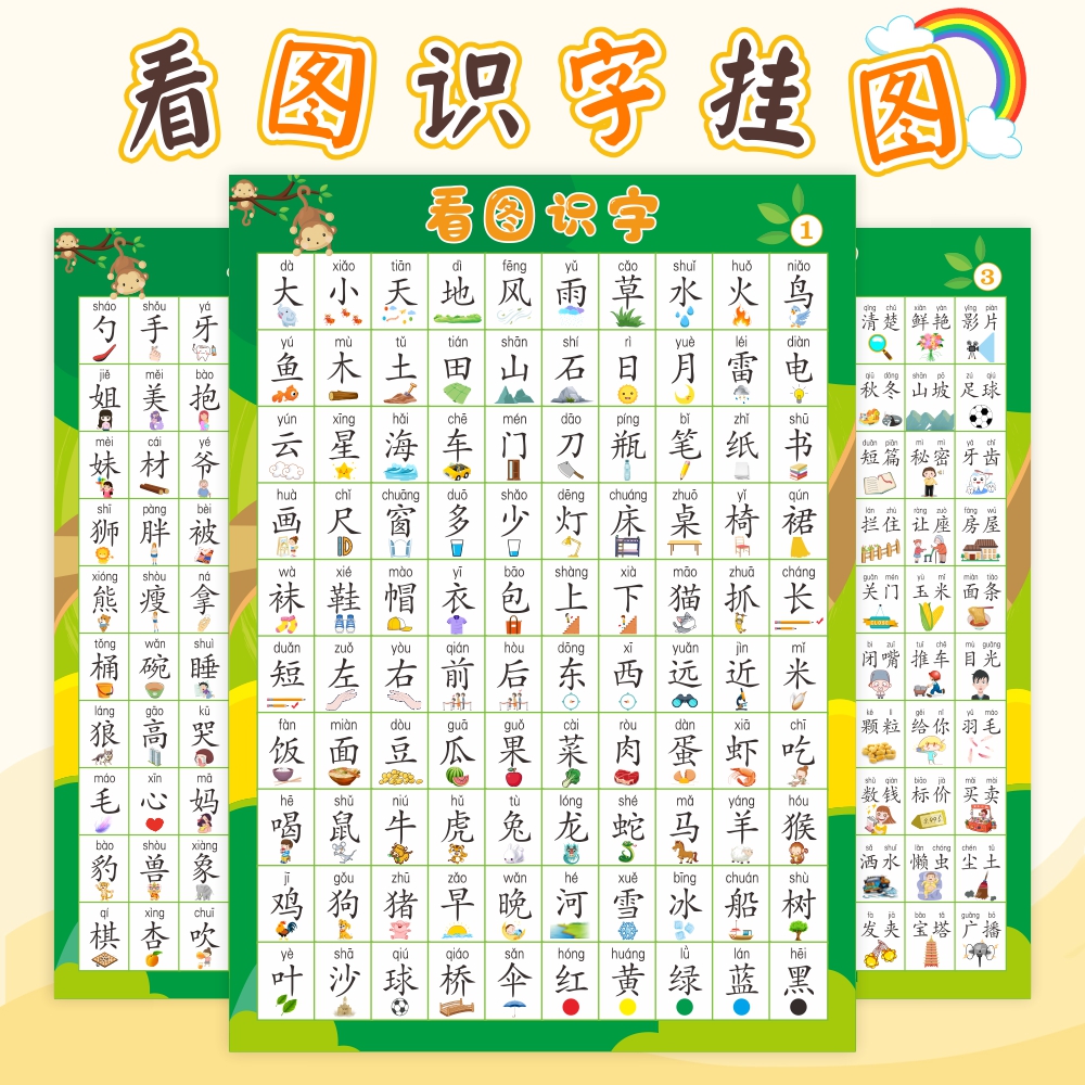 儿童宝宝看图识字挂图幼小衔接学习神器幼儿园小孩启蒙认字墙贴