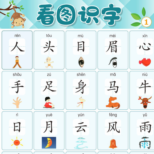 幼儿启蒙看图识字认字大挂图
