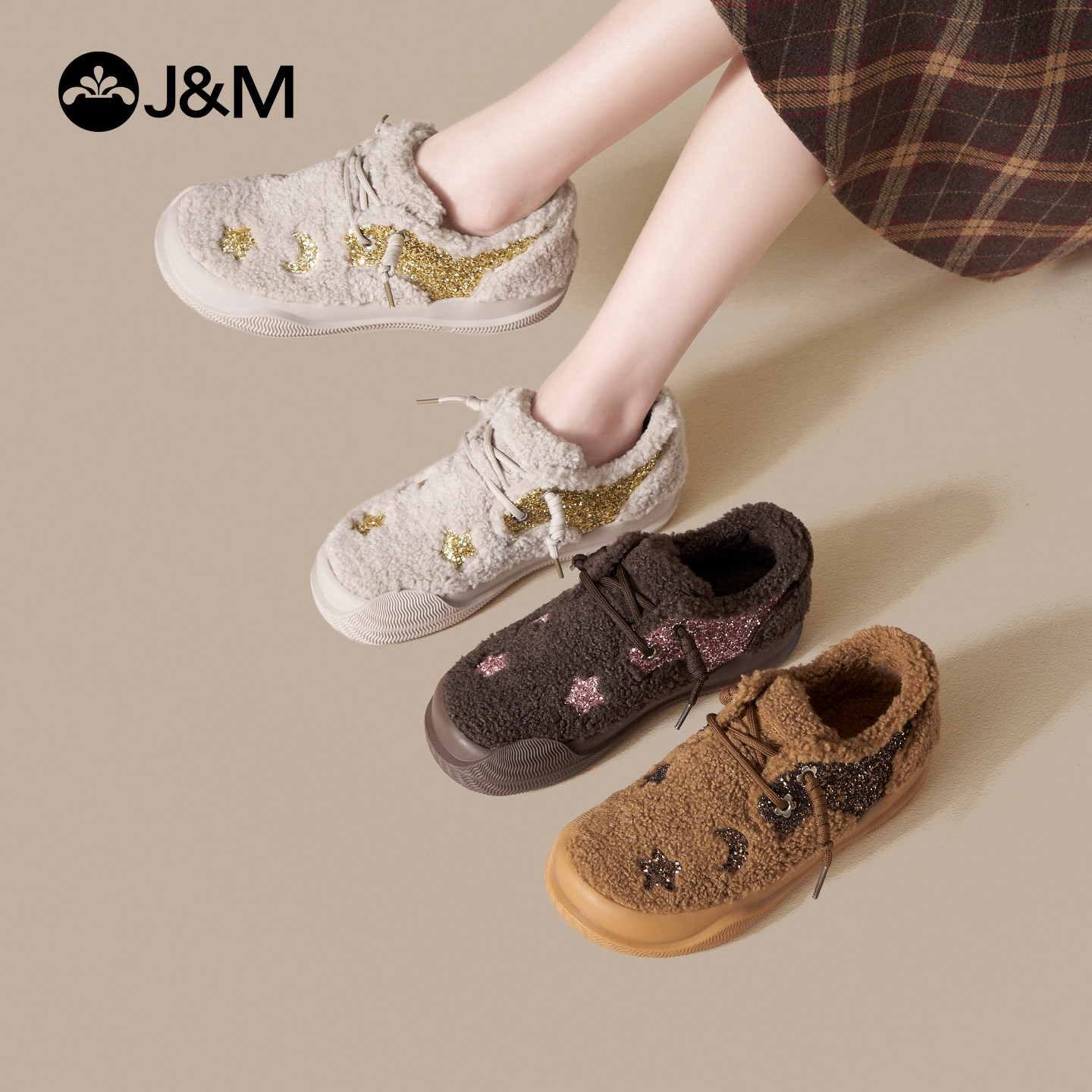 快乐玛丽毛毛鞋女2025冬季新款加绒加厚保暖棉鞋厚底防滑乐福鞋