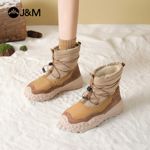快乐玛丽加绒雪地靴女2025冬季