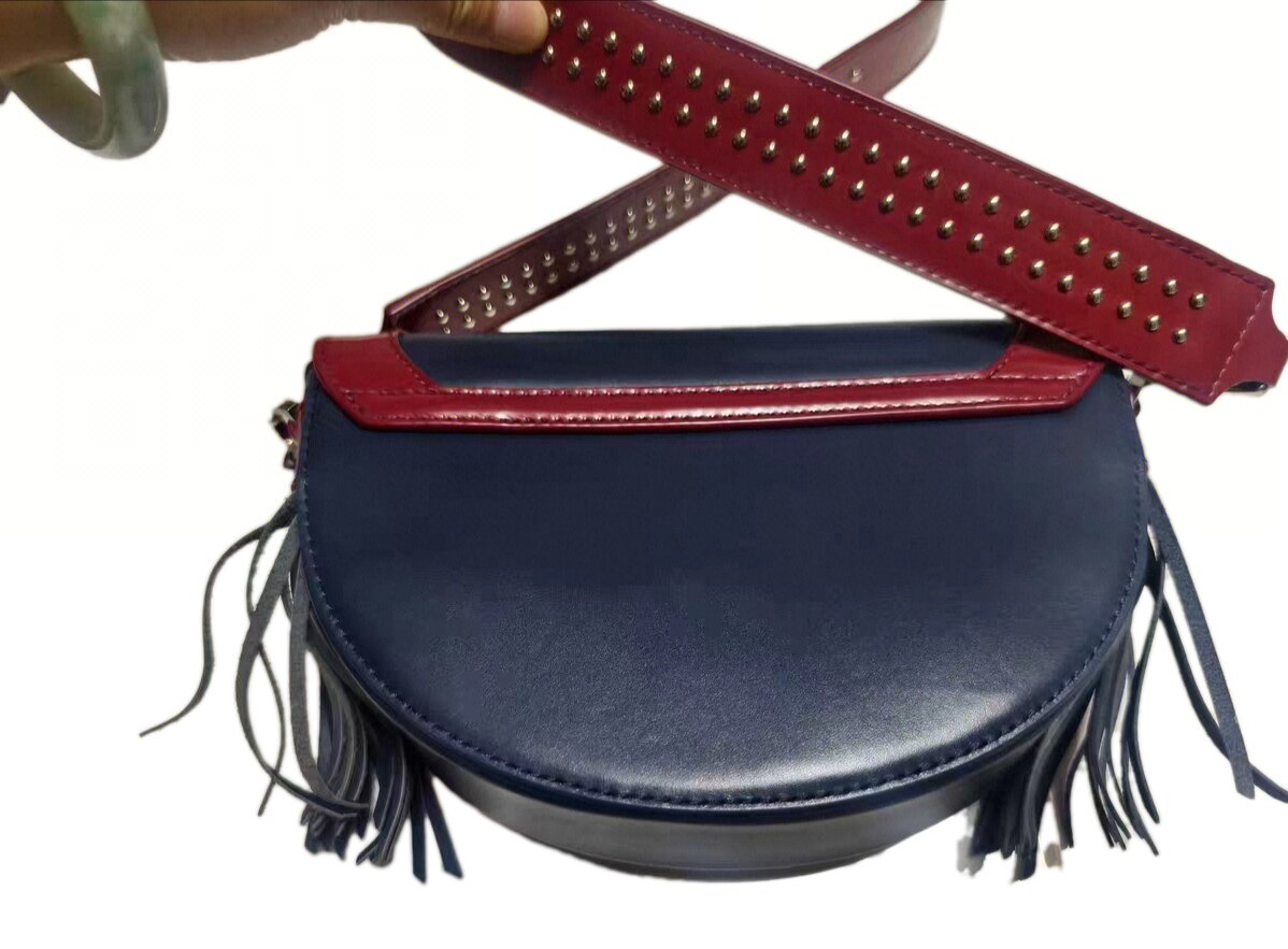 保兰德深蓝色新款时尚百搭单肩斜挎包高级感手提包包