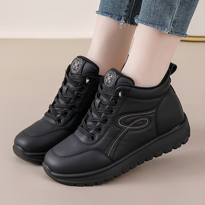 高帮鞋女2026新款冬季加绒保暖棉鞋女厚底中跟休闲运动鞋温州女鞋