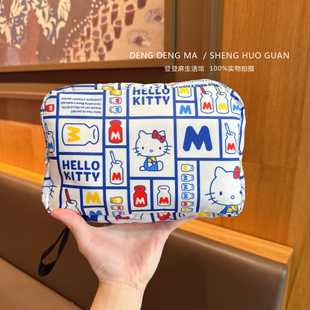 日系周边可爱猫咪卡通折叠化妆包便携旅行收纳洗漱包可挂式收纳袋