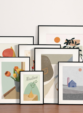 黑色画框装裱铝合金相框空框定制尺寸8k开a4A3卡纸海报拼图框挂墙