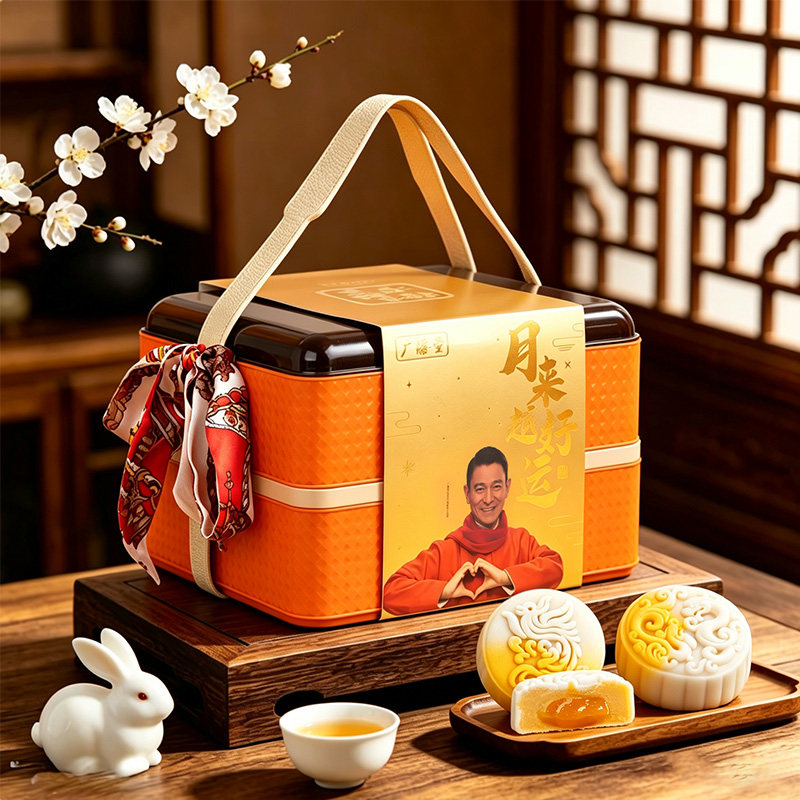 中秋节桃山皮月饼送人高档礼盒