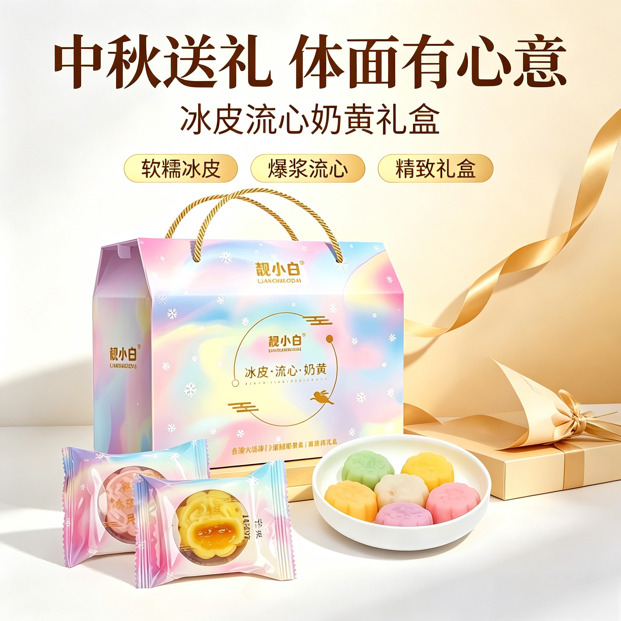 水果味冰皮月饼中秋礼盒送人过节
