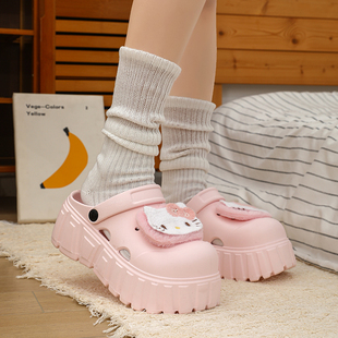 可爱甜美厚底增高外穿沙滩凉拖鞋 kitty洞洞鞋 2025新款 女款 女 夏季