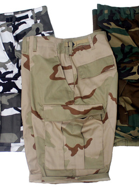 经典时尚潮牌迷彩七分裤加厚多袋工装五分BDU裤街头摇滚党短裤