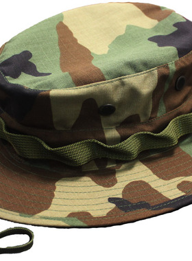 美国经典四色迷彩绿色奔尼帽圆边渔夫帽狩猎帽户外遮阳防晒