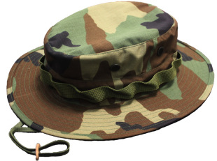 美国经典四色迷彩绿色奔尼帽圆边渔夫帽狩猎帽户外遮阳防晒