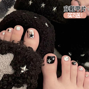穿戴甲黑色脚指甲贴片2026新款可拆卸成品美甲高级感显白脚趾甲片