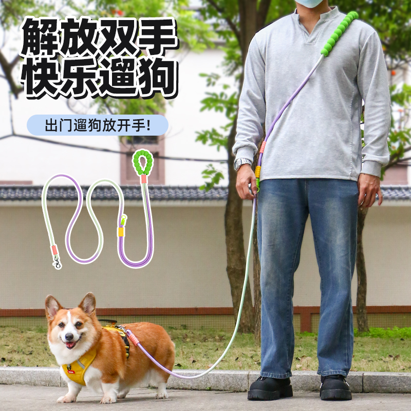 宠物狗狗牵引绳防挣脱可调节