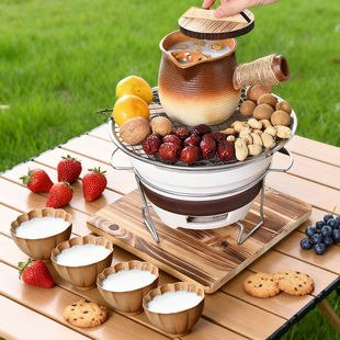 新款 网红烤奶茶罐罐壶明火侧把壶户外烧烤炉 2025围炉煮茶壶套装