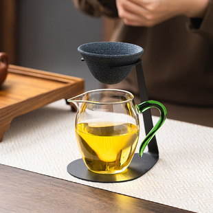 矿石无孔茶漏高硼硅玻璃公道杯一体过滤组功夫茶具分茶器