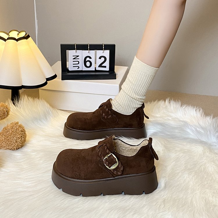 乐福鞋女冬季加绒外穿保暖2025新款时尚百搭懒人一脚蹬高级感棉鞋