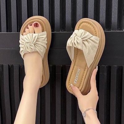 仙女风厚底一字拖鞋女外穿2026新款春夏季凉鞋百搭配裙子法式凉拖