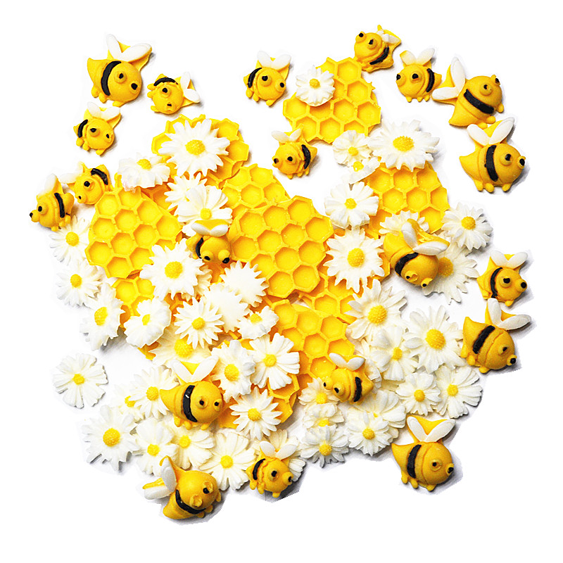 立体蜜蜂蜂巢小花组合手工巧克力花生日蛋糕装饰摆件摆台80枚盒装