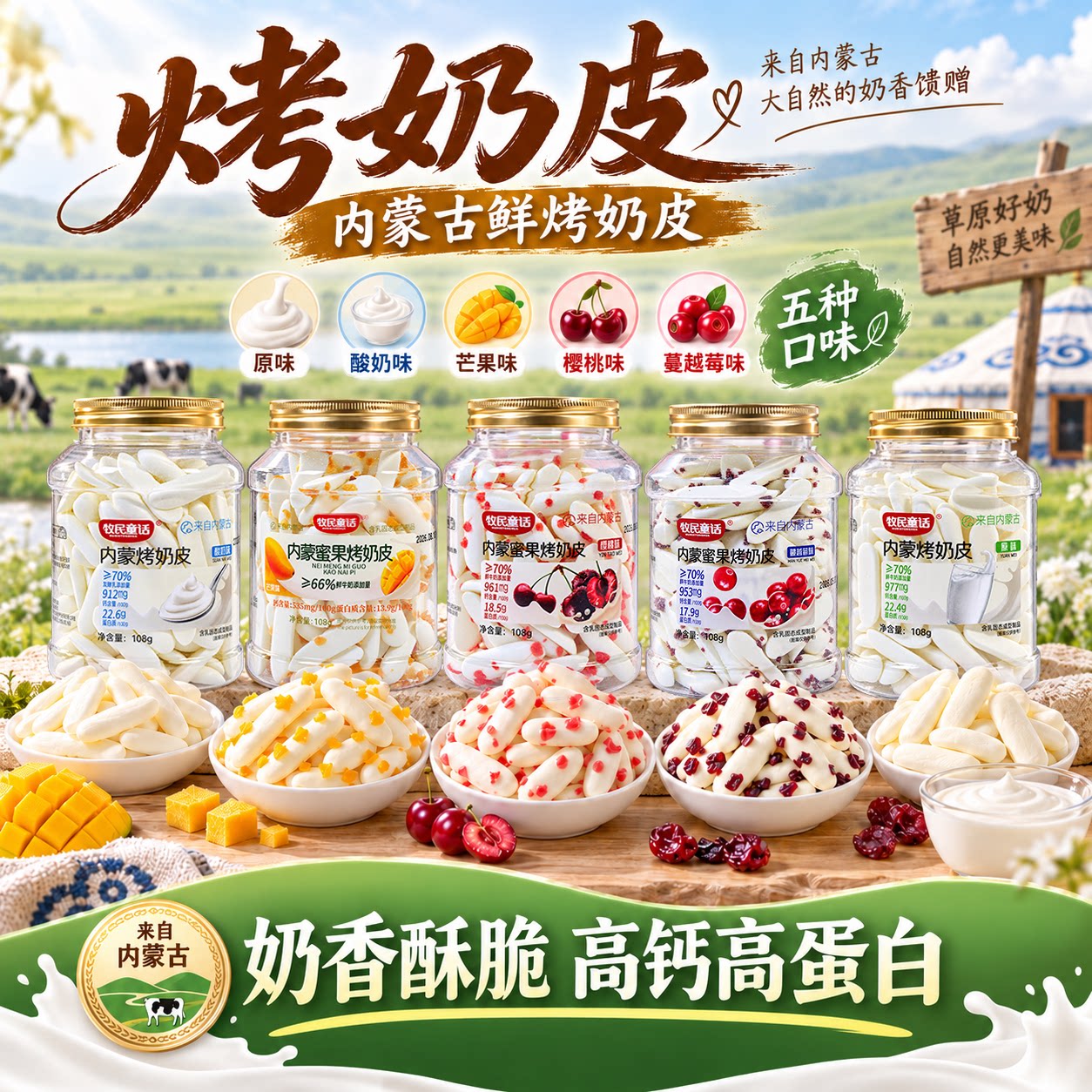 内蒙古烤奶皮子新疆风味特产蔓越莓烤奶条儿酥脆片糖奶制品小零食
