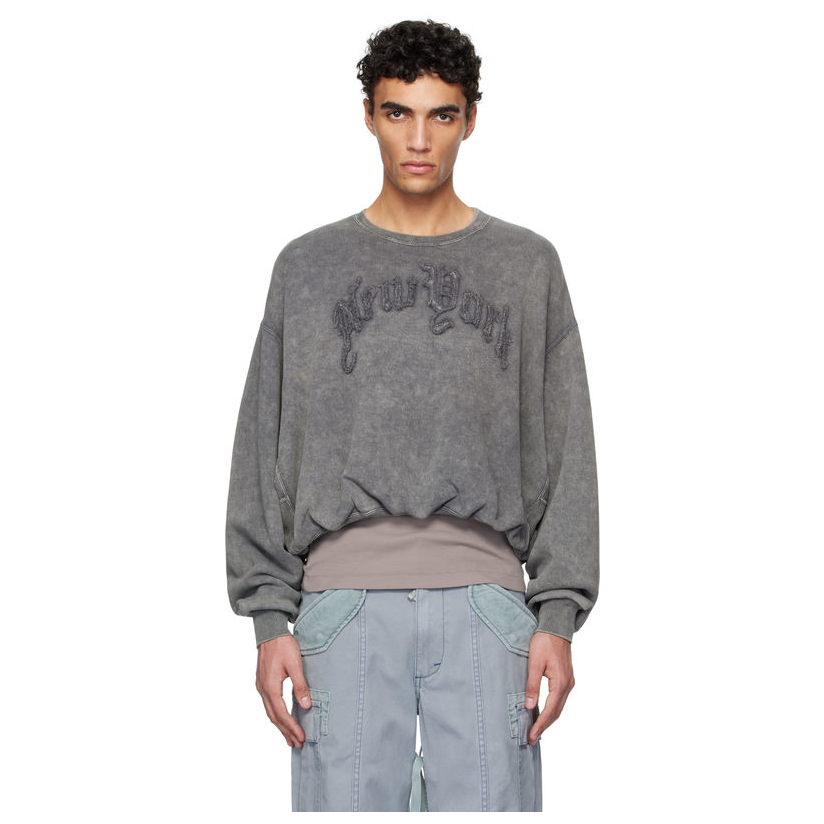 R13 灰色 New York Balloon Crewneck 卫衣男