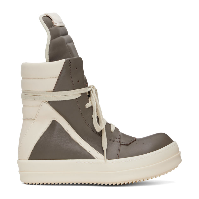 RICKOWENS 灰褐色  灰白色 Hollywood Geobasket 高帮运动鞋男