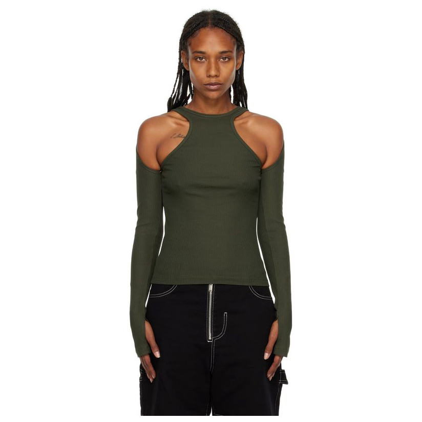 DION LEE 绿色 Shift Loop 长袖 T 恤女新款潮情侣款T恤体恤t恤