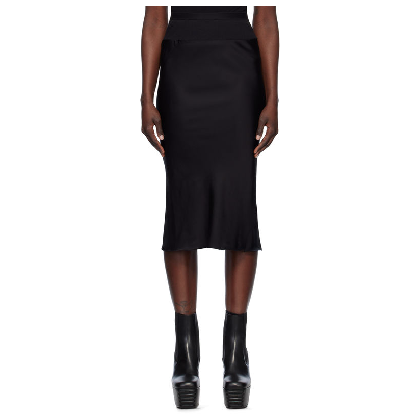 RICKOWENS 黑色 Hollywood Knee Bias 半身裙女裙子女仙女裙百