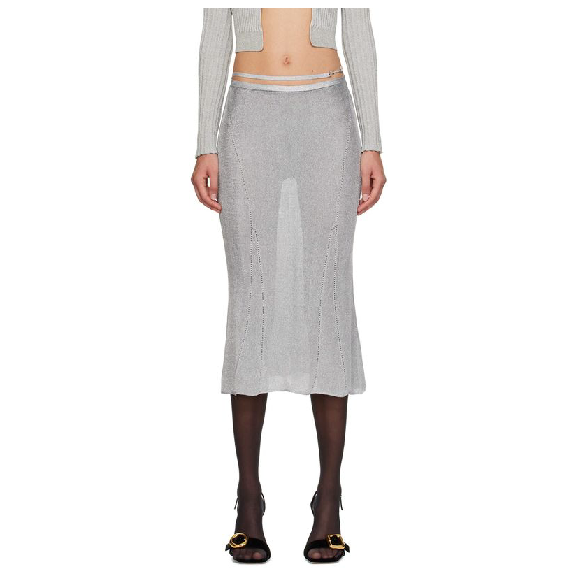 Jacquemus 银色 Guirlande 系列 La Jupe Brilho 半身裙女OL风i