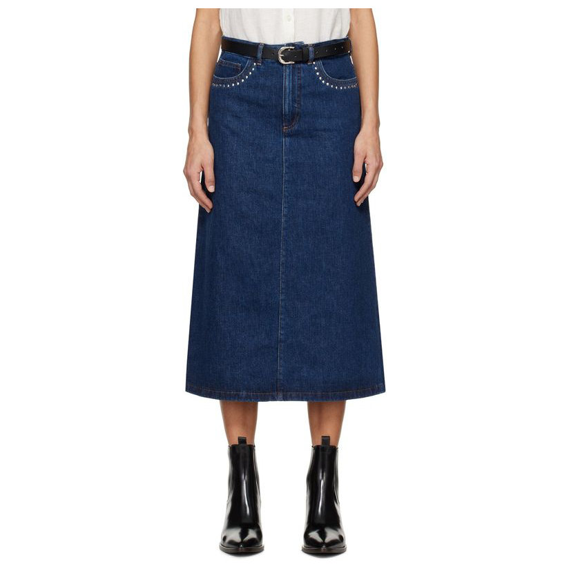 A.P.C. 蓝色 Redwood 牛仔半身裙女裙子女伴娘裙通勤OL风ins百