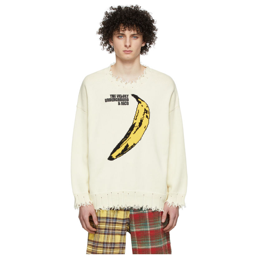 R13  灰白色 Velvet Underground Oversized 针织衫男中性复古