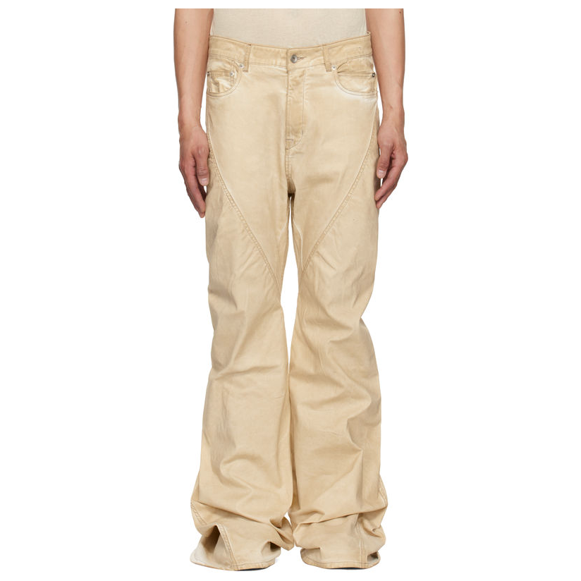 RICKOWENS 米色 Hollywood Bias Bootcut 牛仔裤男轻质运动透气