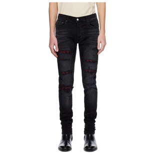 Quad 舒適 Amiri 牛仔褲 男運動運動褲 Skinny 黑色 Repaired