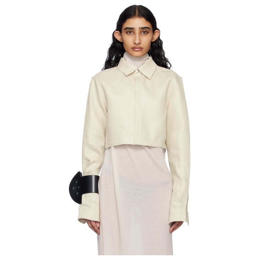 RICKOWENS 灰白色 Hollywood Linen Twill 衬衫女罩衫休闲衬衣