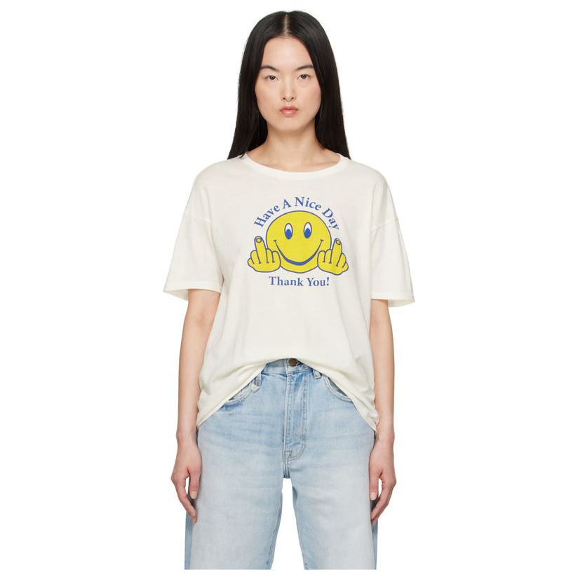R13 灰白色 Have A Nice Day Relaxed T 恤女男女同款体恤新款
