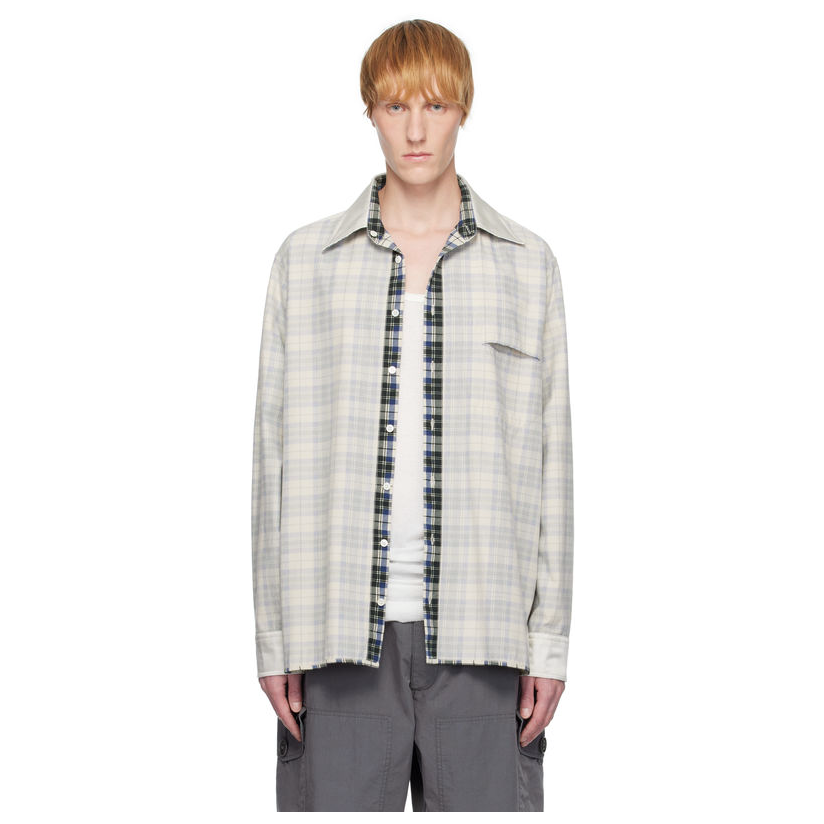 [迷衣APP优惠码：KCHP] Mm6 Maison Margiela 灰白色格纹衬衫男