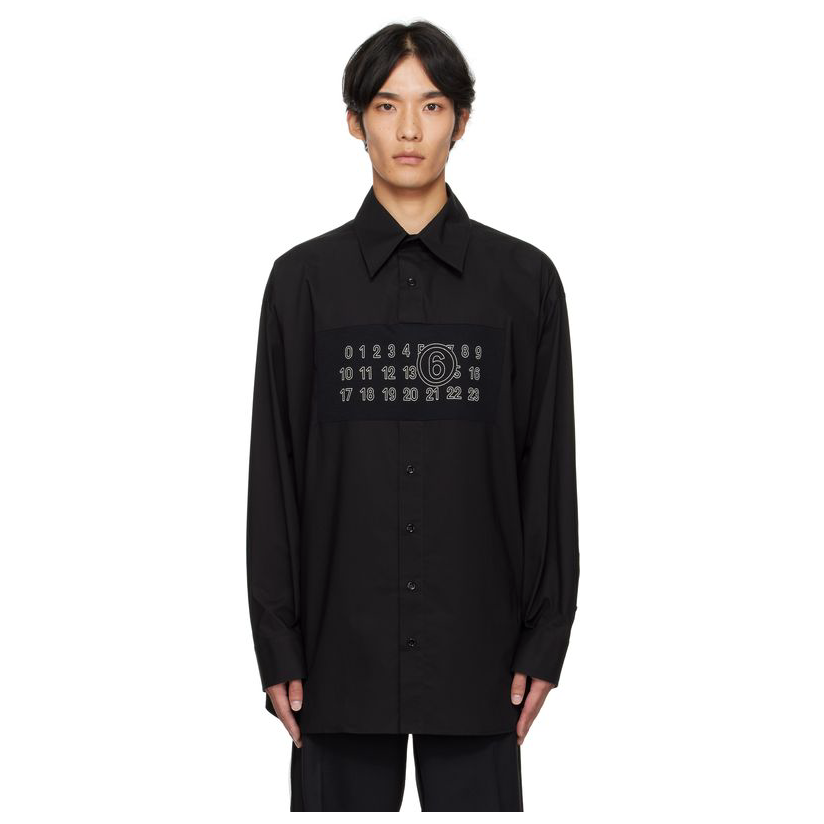 [迷衣APP优惠码：KCHP] Mm6 Maison Margiela 黑色衬衫男衬衫商
