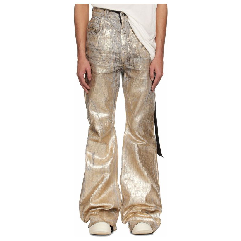 RICKOWENS 金色 Hollywood Bolan Bootcut 牛仔裤男轻质男裤舒