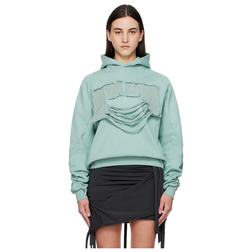 Ottolinger 蓝色 Distressed Multiline 连帽卫衣女宽松休闲时