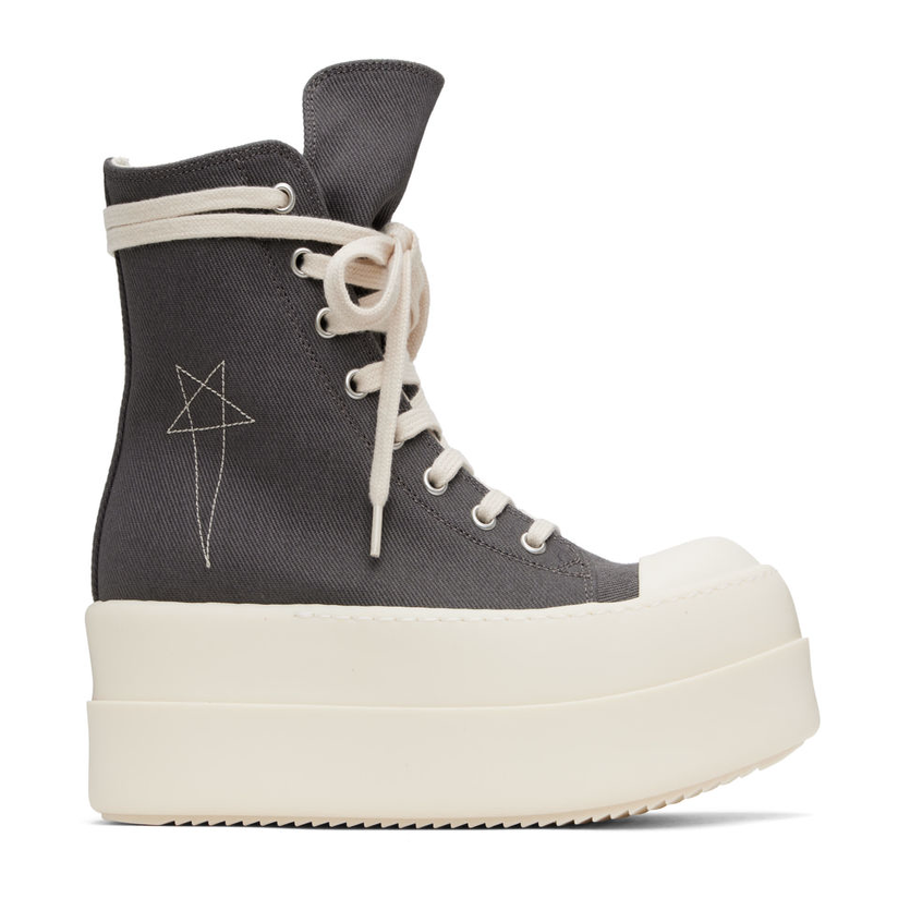 RICKOWENS 灰褐色 Hollywood Double Bumper Sneaks 高帮运动鞋女