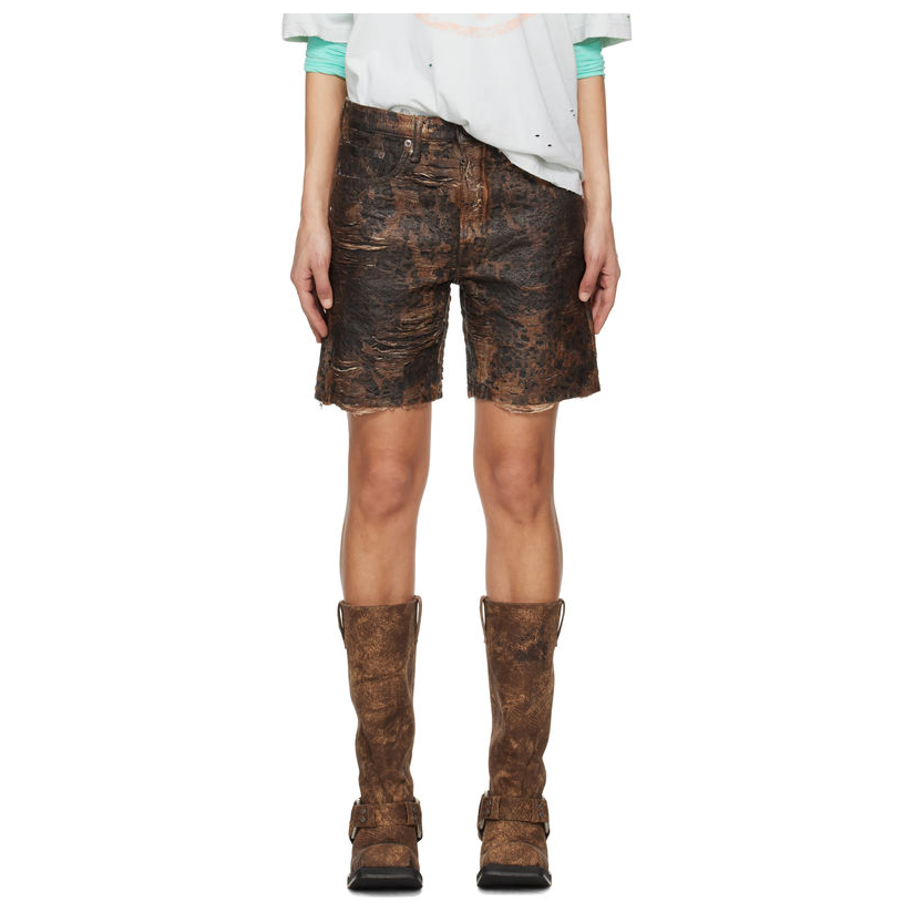 Acne Studios 棕色 Monogram Loose-Fit 牛仔短裤女